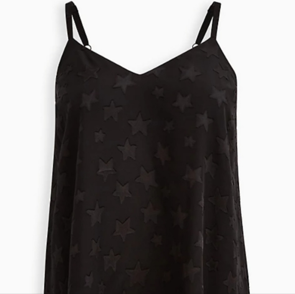 Torrid Black Sophie Swing Cami Georgette Clip Star Sz 1 NWT - Picture 2 of 5